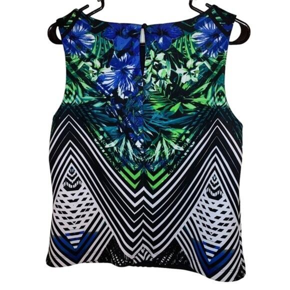 Bisou Bisou Floral Artsy Design Womens Tank Top Size Large Tropical Vacation - Picture 2 of 6